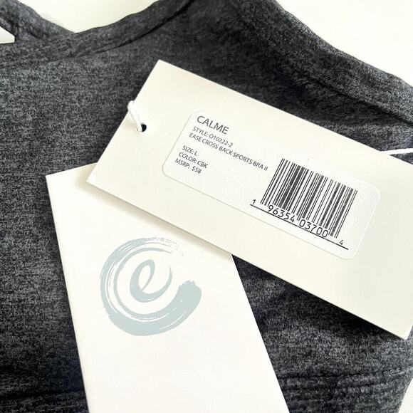 Johnny Was Calme NWT Crisscross Ease Sports Bra II Dark Heathered Gray Large - Picture 6 of 7